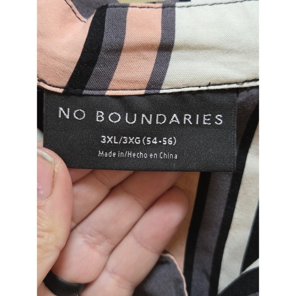 No Boundaries Shirt Mens 3XL Multicolor Stripe Short Sleeve Button Front Rayon - Picture 4 of 7